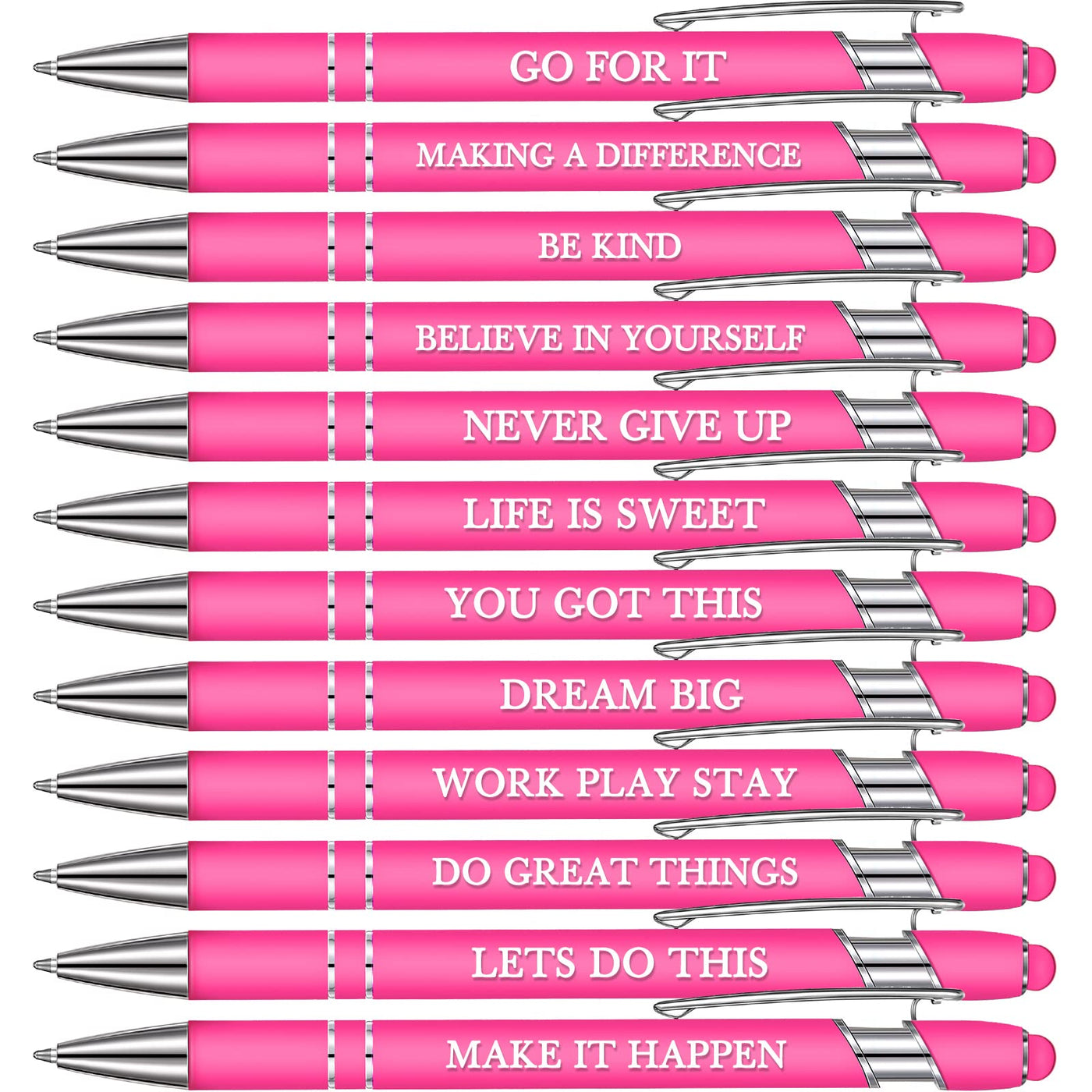 Zonon 12 Pcs Inspirational Pens Gift Set Funny Ballpoint Pen with Stylus Tip Motivational Graduation Gifts Bulk for Teacher Coworkers Nurse School Office Supplies(Morandi,Boss Lady)