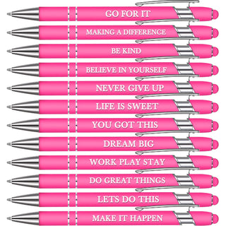 Zonon 12 Pcs Inspirational Pens Gift Set Funny Ballpoint Pen with Stylus Tip Motivational Graduation Gifts Bulk for Teacher Coworkers Nurse School Office Supplies(Morandi,Boss Lady)
