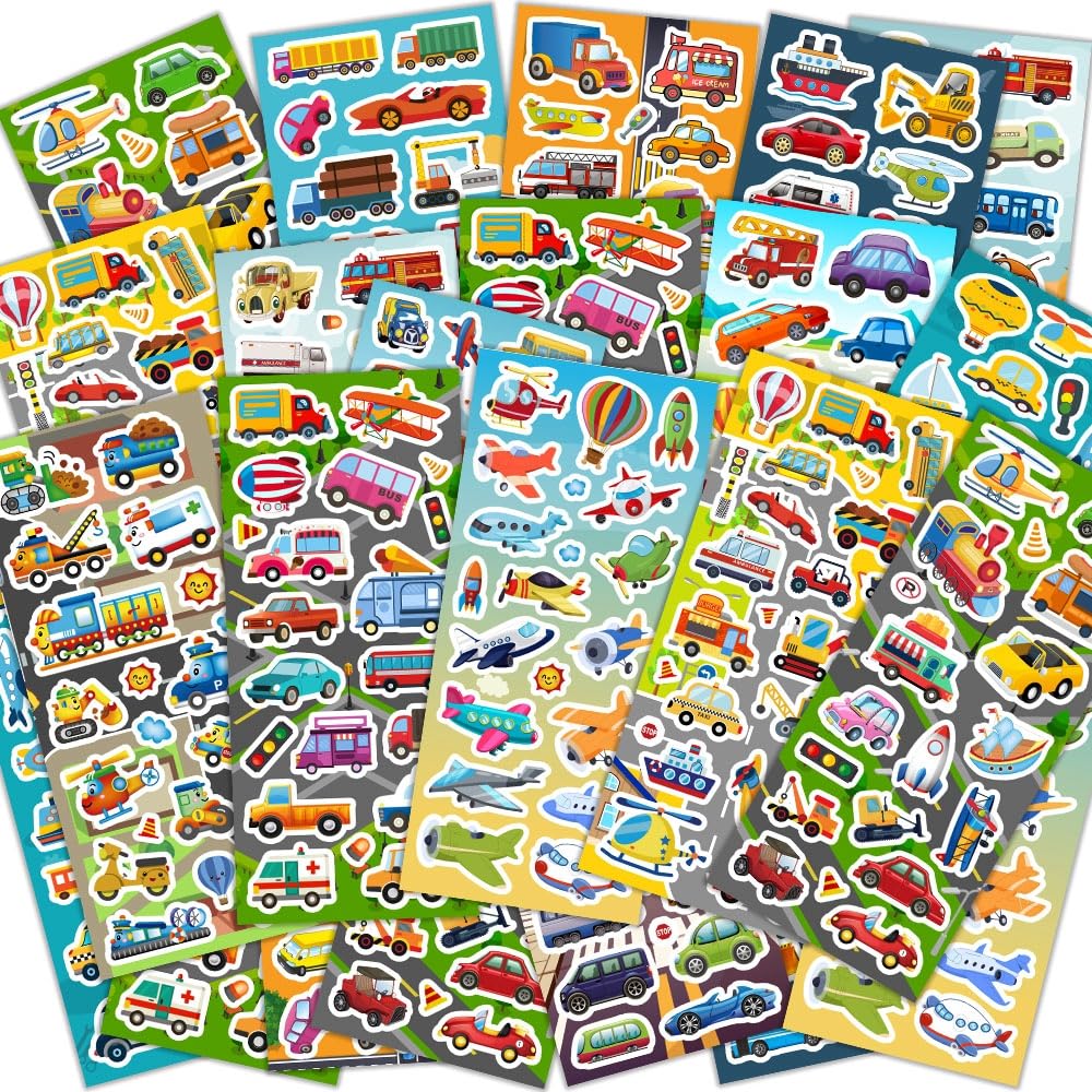 48 Sheets Stickers for Kids, Cute Stickers Variety Pack for Scrapbooking, Teachers Classroom Prizes, Goodie Bag Stuffers Including Animals, Cars, Dinosaurs, Fishes, Hearts, Stars and More