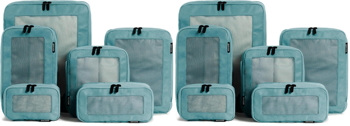 Aerotrunk Compression Packing Cubes for Travel - Luggage Organizer Bags - Double Zipper Packing Cubes for Suitcases (6-Pack, Beige)