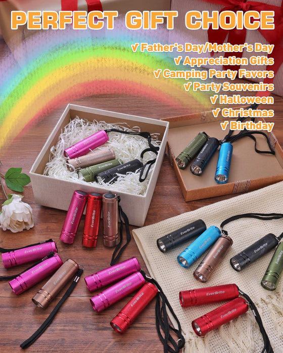 EverBrite 30-Pack Mini Flashlight Set, Aluminum LED Handheld Torches with Lanyard, Assorted Colors, 90xAAA Batteries Included for Emergency, Night Reading, Camping, Power Outage, Bulk Holiday Gifts - hover image