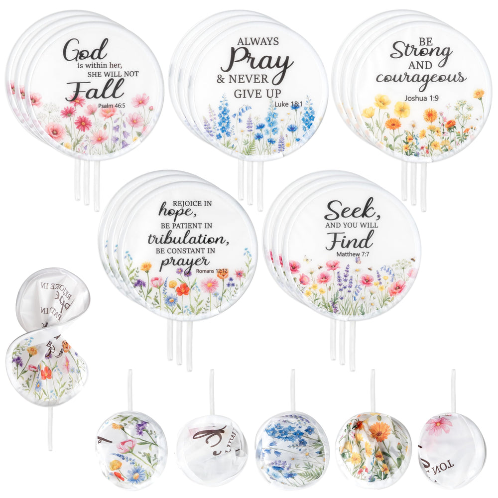 R HORSE 50Pcs Christian Church Folding Fan, Religious Flower Collapsible Handheld Hand Fan for Church Service, Christian Festival Decor Wedding Home Decoration Party Favors Summer Gift for Women Girl