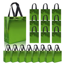 cabzymx 18 Pcs Glossy Iridescent Small Gift Bags Bulk, 8x3.9x9.8 In Non-woven Party Bags for Present with Sturdy Bases for Birthday, Wedding, Easter, Party, Holiday