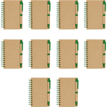 DISCOUNT PROMOS Custom Mini Spiral Notebooks with Black Ink Pens Set of 10/50/100, Personalized Bulk Pack - Perfect for School, Office, Business, Home - Green