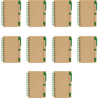 DISCOUNT PROMOS Custom Mini Spiral Notebooks with Black Ink Pens Set of 10/50/100, Personalized Bulk Pack - Perfect for School, Office, Business, Home - Green