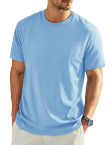 EKLENTSON Men's Cotton Crewneck T-Shirts Short Sleeve Plain Tee Moisture Wicking Casual Tshirts Solid Color