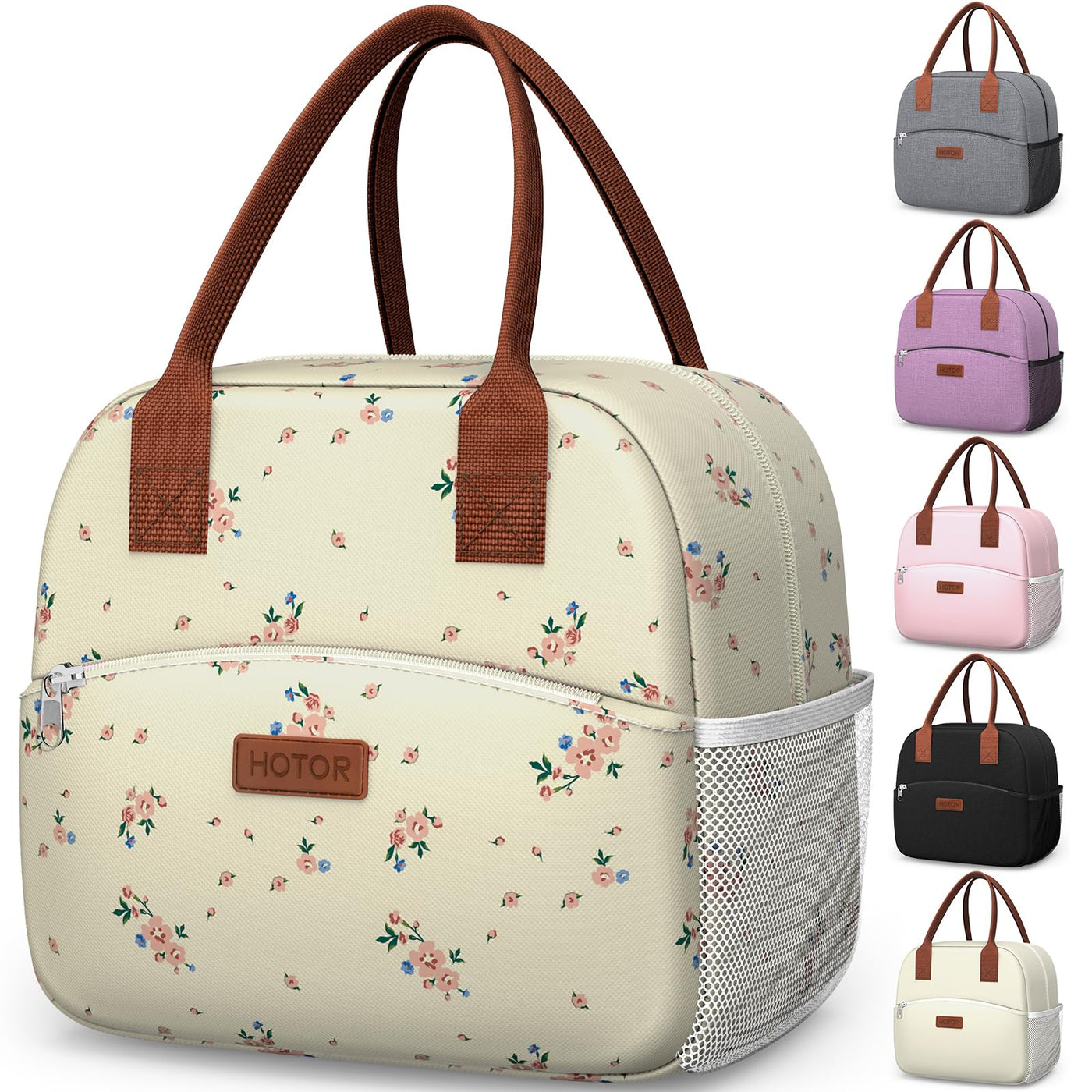 HOTOR Lunch Bag for Women & Men - Wear-Resistant Insulated Lunch Box with Large Capacity, Multi-Functional Cooler Bag for Office, Picnic, Black, 10L,10.60" x 5.90" x 9.50"