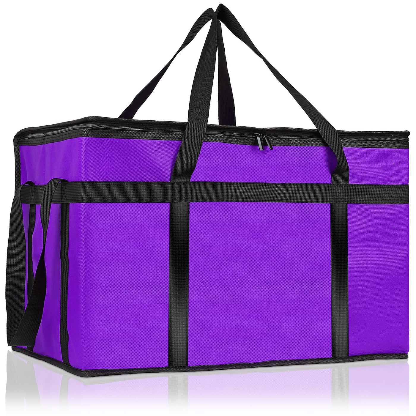 PEASUG Insulated Bags for Food Delivery, XXXL Pizza Delivery Bags, Large Capacity Cooler Bag Keep Food Warm for Grocery Shopping and Catering, Foldable, Heavy-Duty (Black)
