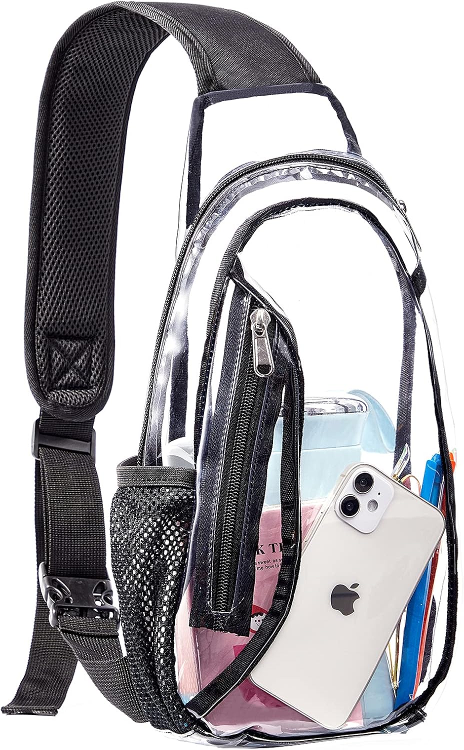 gdbis Clear Sling Bag, Stadium Approved PVC Crossbody Backpack, Clear Casual Chest Daypack for Hiking, Stadium or Concerts