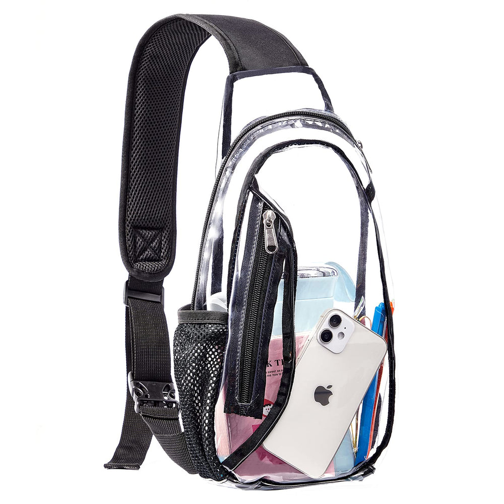 gdbis Clear Sling Bag, Stadium Approved PVC Crossbody Backpack, Clear Casual Chest Daypack for Hiking, Stadium or Concerts