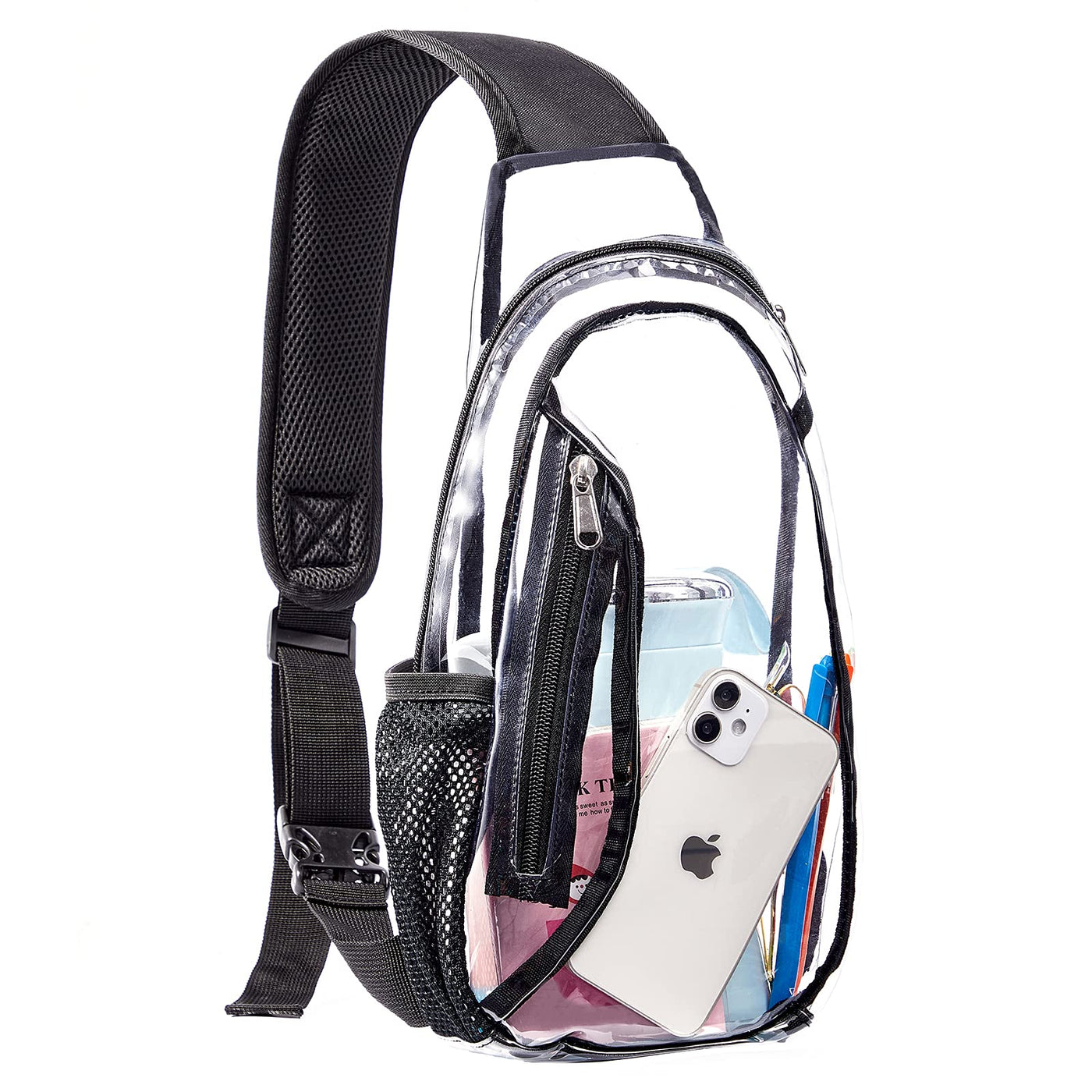 gdbis Clear Sling Bag, Stadium Approved PVC Crossbody Backpack, Clear Casual Chest Daypack for Hiking, Stadium or Concerts