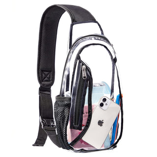 gdbis Clear Sling Bag, Stadium Approved PVC Crossbody Backpack, Clear Casual Chest Daypack for Hiking, Stadium or Concerts