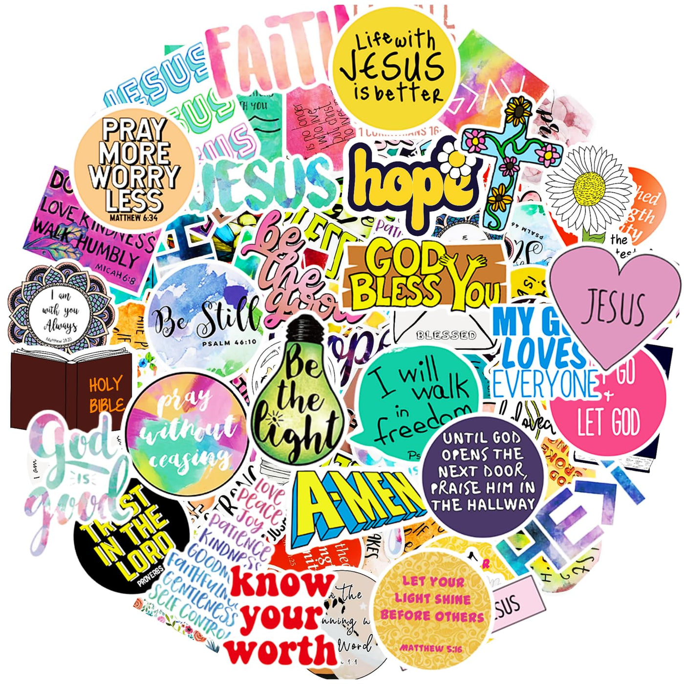 220Pcs Inspirational Christian Stickers Bulk, Vinly Waterproof Bible Verse Jesus Stickers for Water Bottles Laptop Scrapbook Journaling, Religious Faith Decals for Adults Teens Kids, Christian Gifts