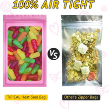 100 PCS Holographic Bags, Smell Proof Bag, Resealable Gift Bags, Clear Bags for Food Storage, Party Favor Bag, Mylar Sample Bag for Jewelry, Lipgloss, Eyelash | Pink, 2.4x3.9 Inch
