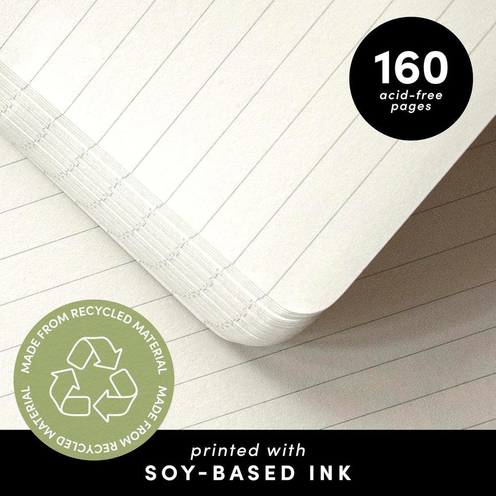 PAPERAGE Recycled Lined Journal Notebook, (Kraft), 160 Pages, Medium 5.6 in x 8 in - 100 GSM Thick Paper – College Ruled, Hardcover Journaling Notebook for Work, School & Note Taking