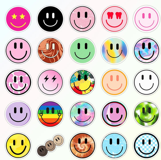 50PCS Smiling Stickers, Cute Water Bottle Stickers for Kids, for Teaching Rewards, Notebooks, Stationery, Luggage, Cartoon PVC Happy Stickers - hover image
