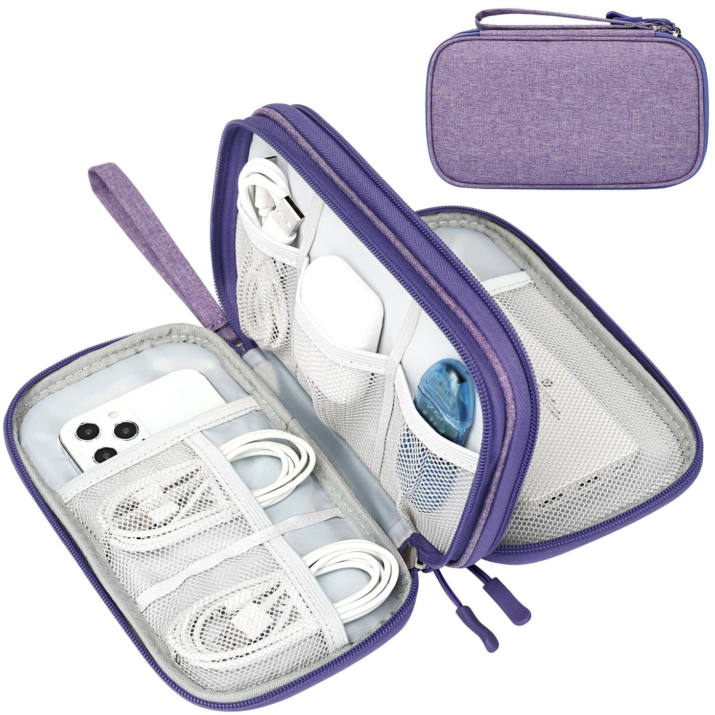 FYY Travel Cable Organizer Pouch Electronic Accessories Carry Case Portable Waterproof Double Layers All-in-One Storage Bag for Cord, Charger, Phone, Earphone Black