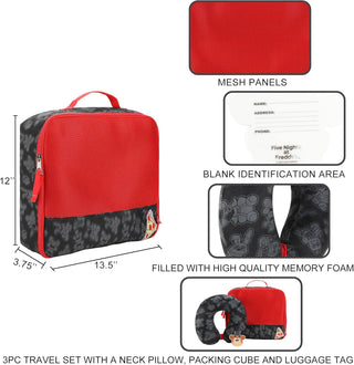 Bioworld Five Nights At Freddy's 3-Piece Neck Pillow Packing Cube & Luggage Tag Travel Set