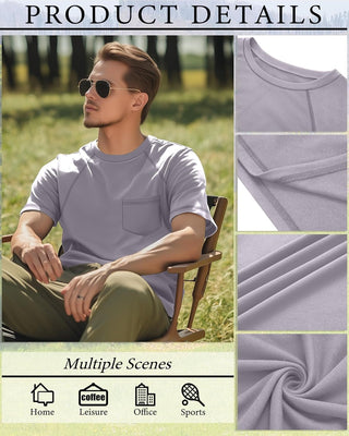 Neer 3 Pack Big and Tall Shirts for Men with Pocket XL-5XL Plus Size Crew Neck Raglan Short Sleeve Summer Casual T Shirts Tee
