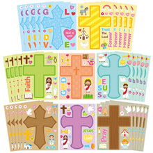 CY2SIDE Mothers Cross Stickers Sheet - 40PCS Make A Best Mom Cross Face Sticker with Heart Flower for Kid, DIY Religious Gift Craft Sticker Game Party Favor for Christian Sunday School Home Project