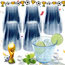 9 oz Clear Plastic Cups Green Plastic Disposable Cups for Cocktail 50 Pack Fancy Cocktail Cup for Party Stemless Wine Glasses for Wedding Graduation Birthday World Cup
