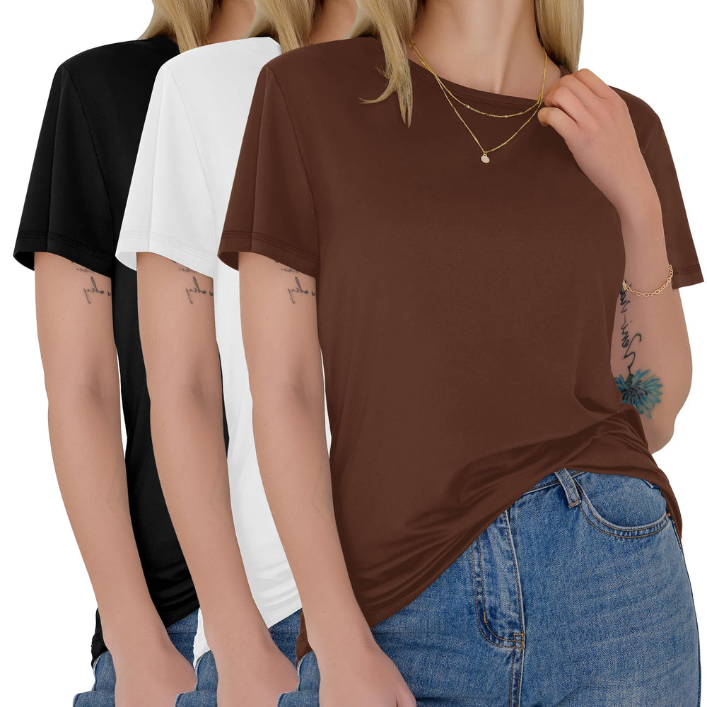 GAYHAY 3 Pack Womens T-Shirts - Short Sleeve Spring Summer Tops Crew Neck Trendy Casual Work Soft Basic Tees for Ladies 2026