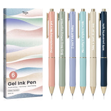 Taja Gel Pens, 6 Pcs Quick Dry Black Gel Ink Pens, 0.5mm Fine Point Smooth Writing Pens for Journaling and Note Taking, Cute Aesthetic Pens for Women & Men-Pastel