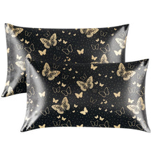 EXQ Home Silky Satin Pillowcase for Hair and Skin,Printed Pillow Cases Standard Size Set of 2 Satin Pillow Case 2 Pack with Envelope Closure(Ink Leaf, 20x26)