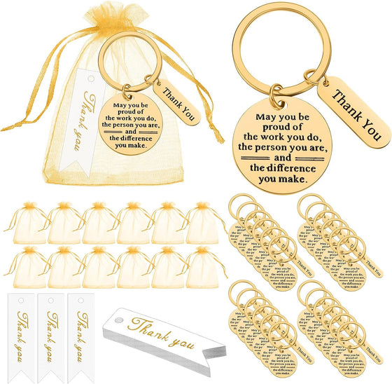Yinkin 72 Pcs Employee Appreciation Gifts Bulk Staff Thank You Gifts Organza Bags with Cards for Coworkers Graduation Favors
