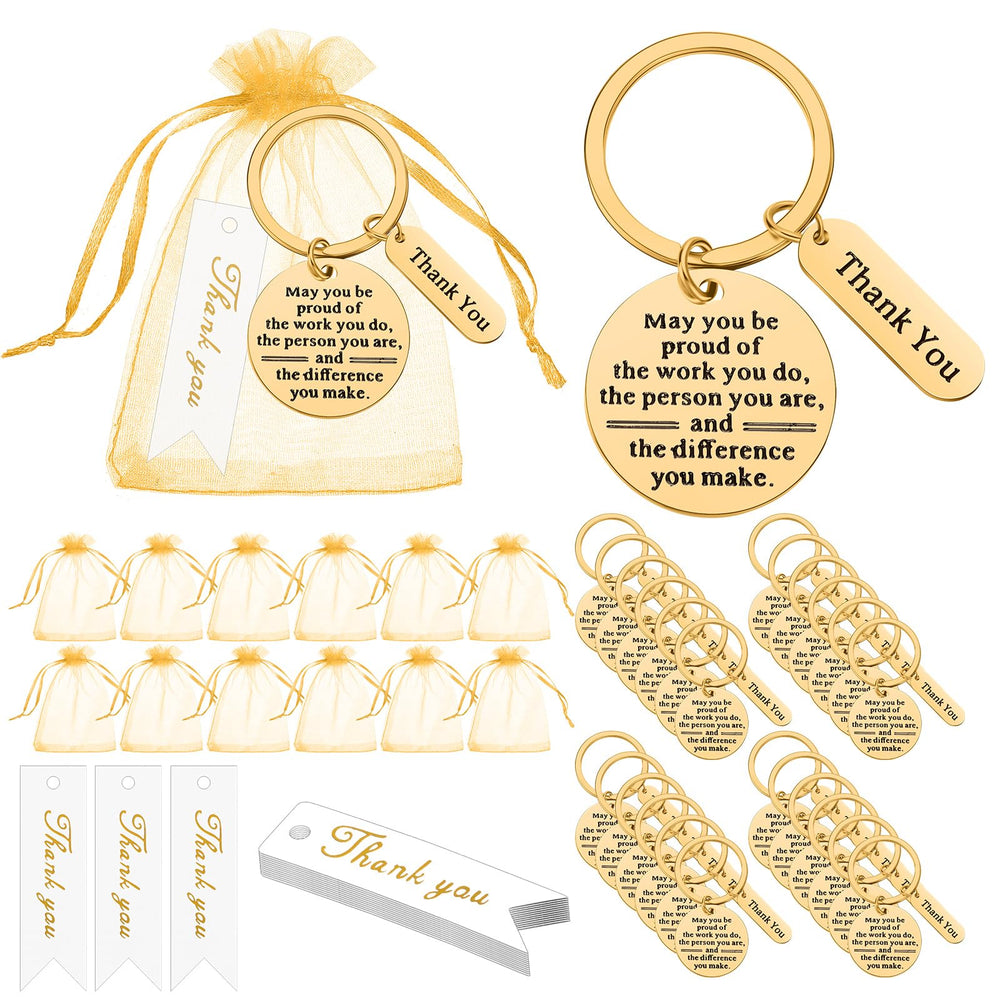 Yinkin 72 Pcs Employee Appreciation Gifts Bulk Staff Thank You Gifts Organza Bags with Cards for Coworkers Graduation Favors