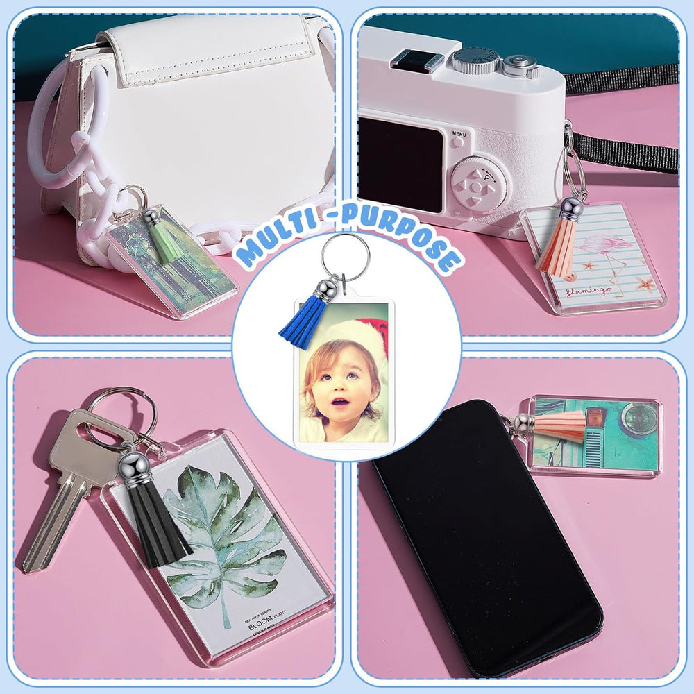 Henoyso 6 Sets Teacher Gift 2.2x1.6 Inch Acrylic Photo Frame Keychain Picture Insert Blank Clear Picture Holder 2026 Graduation for DIY