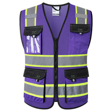 JKSafety Hi Vis Reflective Safety Vests for Men Women High Visibility Vest with Pockets Mesh Fabric Construction Safety Apparel Neon Vest for Work (220-Black L)