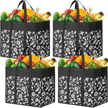 WOWBOX Reusable Grocery Bags Foldable Tote Bags Bulk with Reinforced Handles Shopping Bags for Groceries Heavy Duty Kitchen Reusable Grocery Bags with Waterproof Coating 4-Pack, Blue