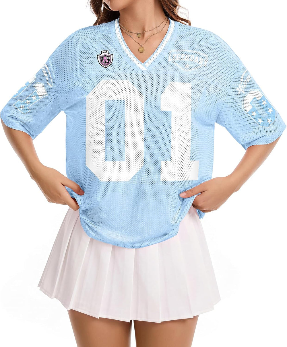 Jersey Shirts for Women Y2K Graphic Tees Oversized Streetwear Rave Concert Outfits