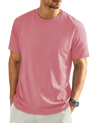 EKLENTSON Men's Cotton Crewneck T-Shirts Short Sleeve Plain Tee Moisture Wicking Casual Tshirts Solid Color