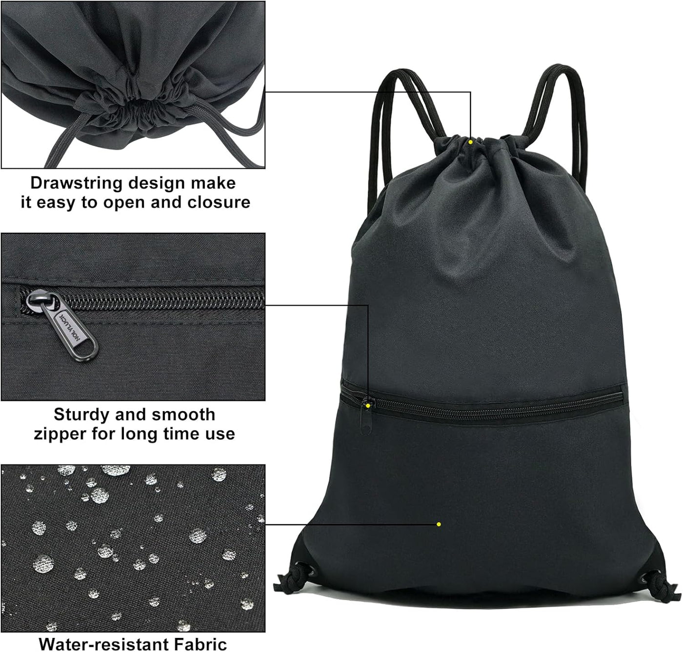 HOLYLUCK Drawstring Backpack Bag Sport Gym Sackpack