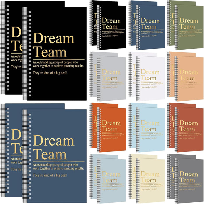Gueevin 24 Pcs Dream Team Spiral Notebook Set Earthtone Notebook, Inspirational Team Gifts for Coworkers Teammates Employee Appreciation Office Work Thank You Gifts 5.8" x 8.3"