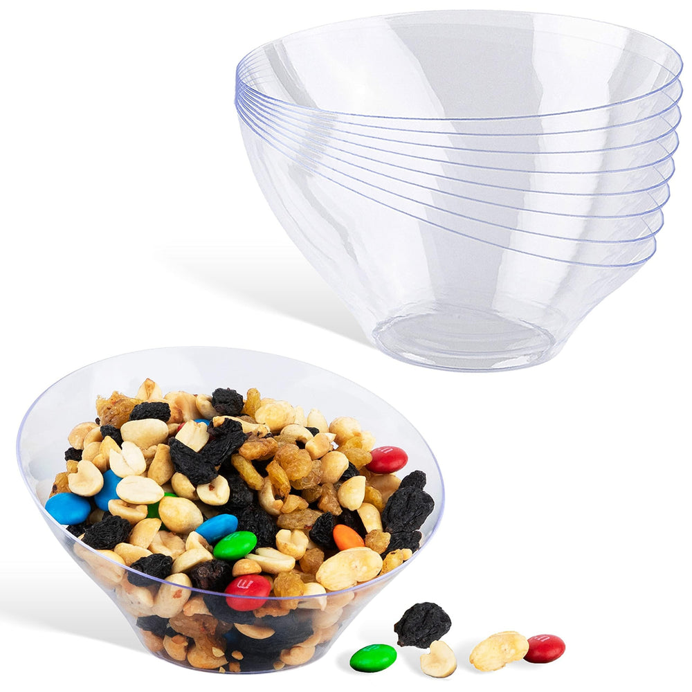 20oz Clear Plastic Serving Bowls (4 Pack) Medium Disposable Candy Dishes, Buffet Containers, Chips, Popcorn, Snacks, Mints, Salad Bar, Snack Bowl, Parties, Office Desk, Bridal Shower, Party Supplies