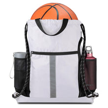 BeeGreen Black Drawstring Backpack Gym Bag For Men Women String Sports Backpack With Water Bottle Mesh Pockets And 2 Zippered Pocket Large Cinch Sackpack Workout Bag 16" x 20"