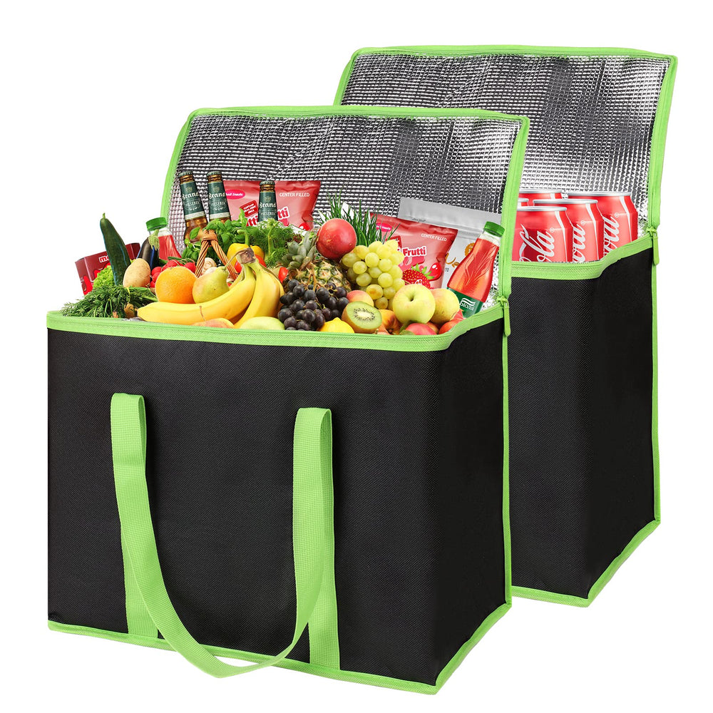 Insulated Food Delivery Bag, XXXL Insulated Reusable Grocery Cooler/Hot Bags, Tote Bag for Shopping/Travel/Doordash, Catering Bag Doordash 22x14x13, Black, 1-Pack