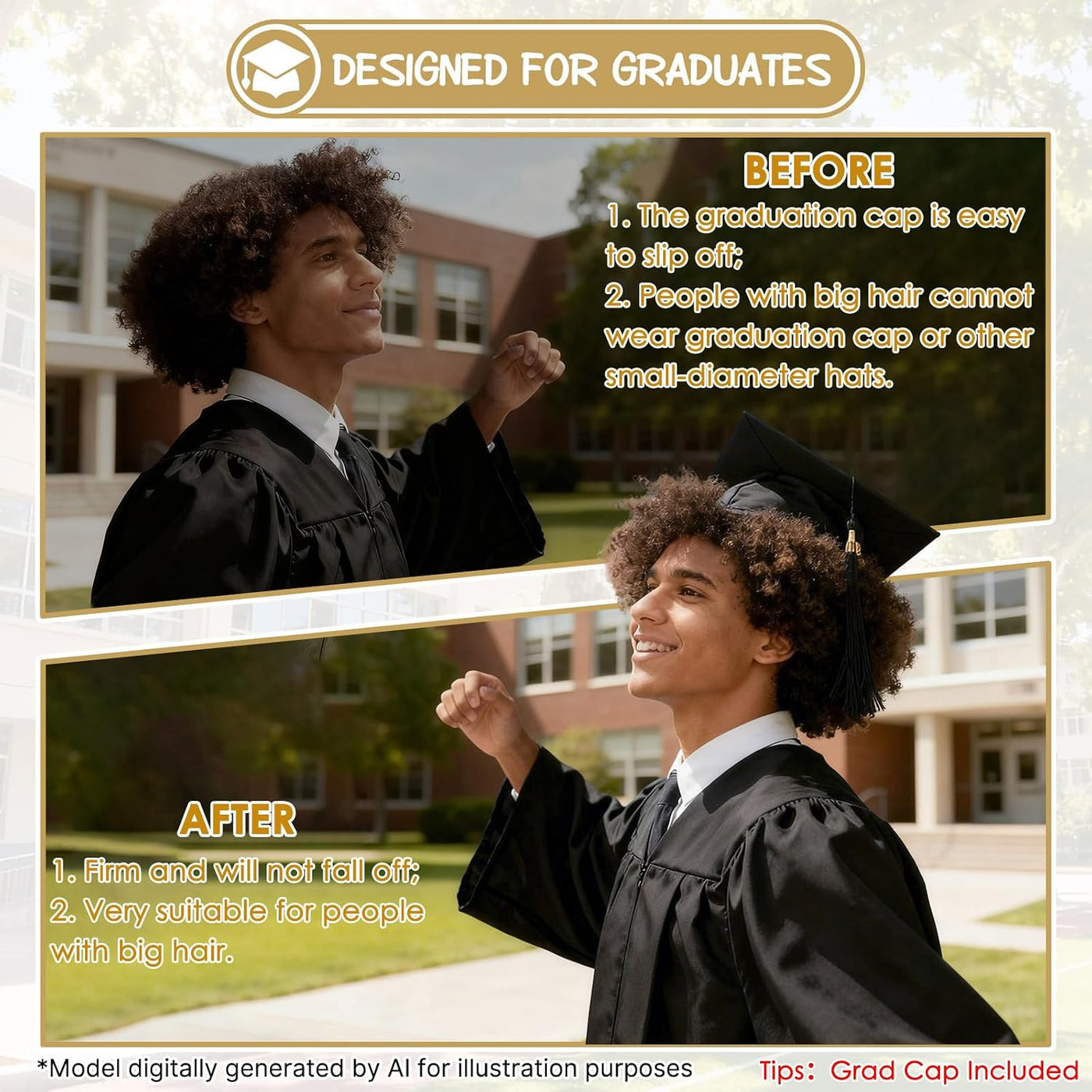 Graduation Hat Set - Grad Cap with Headband, Secures Your Grad Cap Insert Device, Graduation Gift for Graduates Women