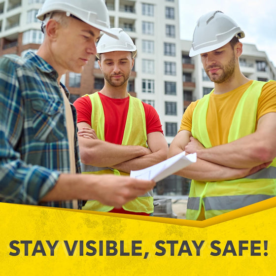PeerBasics Safety Vests 10 Pack - Yellow Reflective High Visibility, Hi Vis Silver Strip, Men Women, Work, Cycling, Runner, Surveyor, Volunteer, Crossing Guard, Road, Construction, Neon (Mesh, 10) - hover image