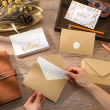 Fumete 48 Sets Welcome Cards Bulk with Kraft Envelopes and Stickers for Guest Employee Greeting Cards Assorted Paper for Birthday Business Wedding New Home Baby Shower(White)