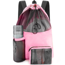 HOHOM Swim Mesh Beach Bag, Waterproof Gym Bags for Women and Men, Large Pool Bag Swimming Gear Drawstring Backpack