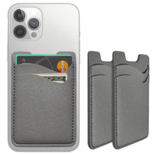 Puxnoin Phone Card Holder, Leather Phone Wallet Stick On, Card Holder for Back of Phone Credit Card Holder for Phone Case Compatible with Most of Cell Phone (iPhone, Samsung) - 2Pack Black