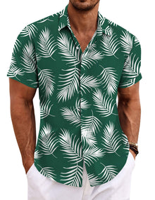 COOFANDY Men's Linen Shirts Short Sleeve Casual Shirts Button Down Shirt for Men Beach Summer Wedding Shirt