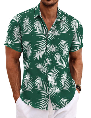 COOFANDY Men's Linen Shirts Short Sleeve Casual Shirts Button Down Shirt for Men Beach Summer Wedding Shirt