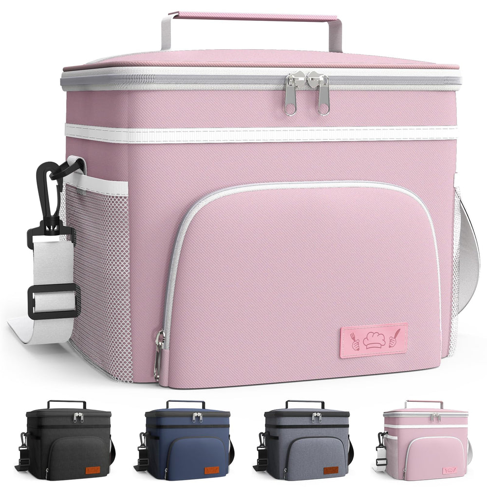 HOTOR Insulated Lunch Box for Men & Women - Leak-Proof Cooler Lunch Bag with 4 Pockets, Adjustable Strap, Ideal for Work, Picnic, Travel - Medium, Black, 10.2"×6.9"×8.5"
