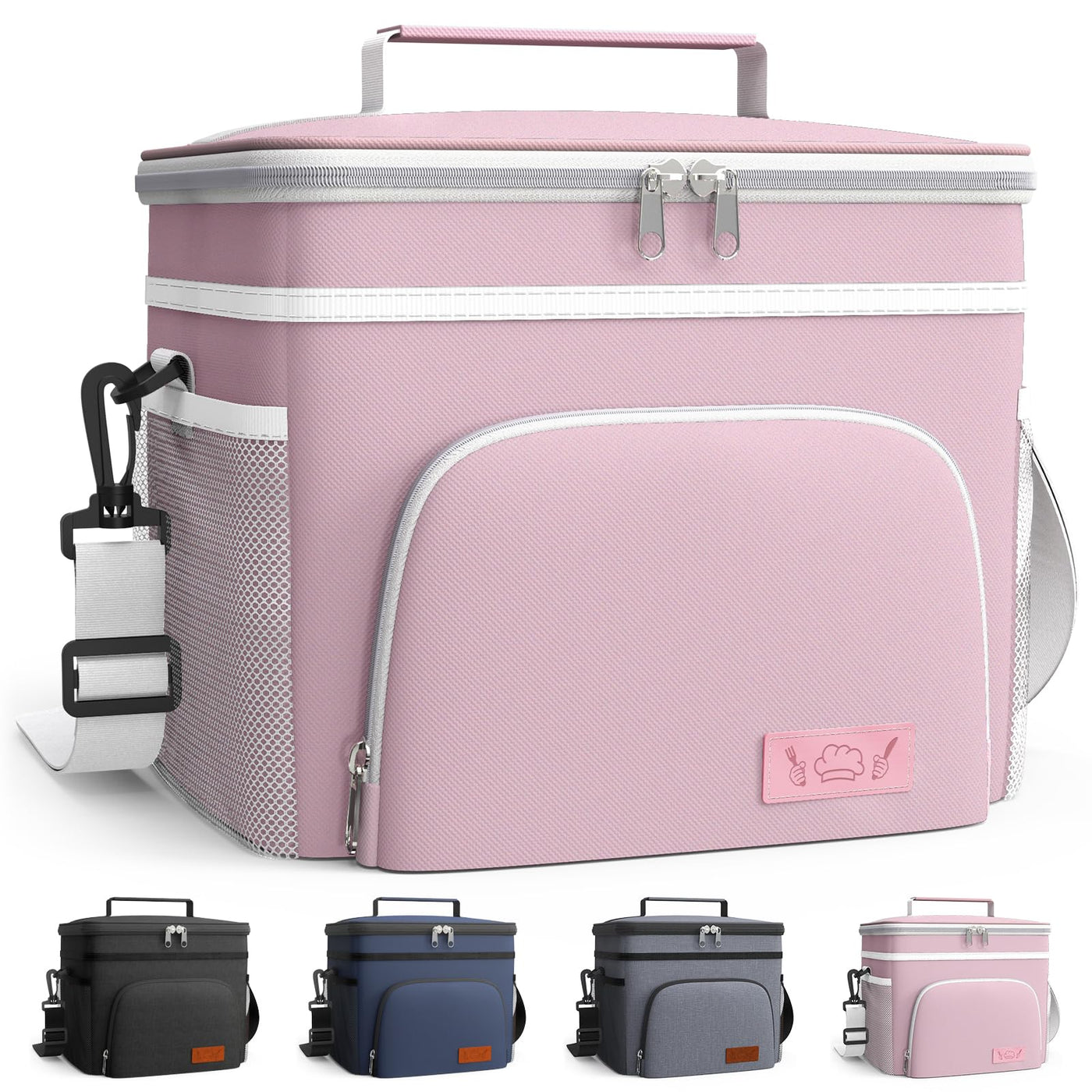 HOTOR Insulated Lunch Box for Men & Women - Leak-Proof Cooler Lunch Bag with 4 Pockets, Adjustable Strap, Ideal for Work, Picnic, Travel - Medium, Black, 10.2"×6.9"×8.5"