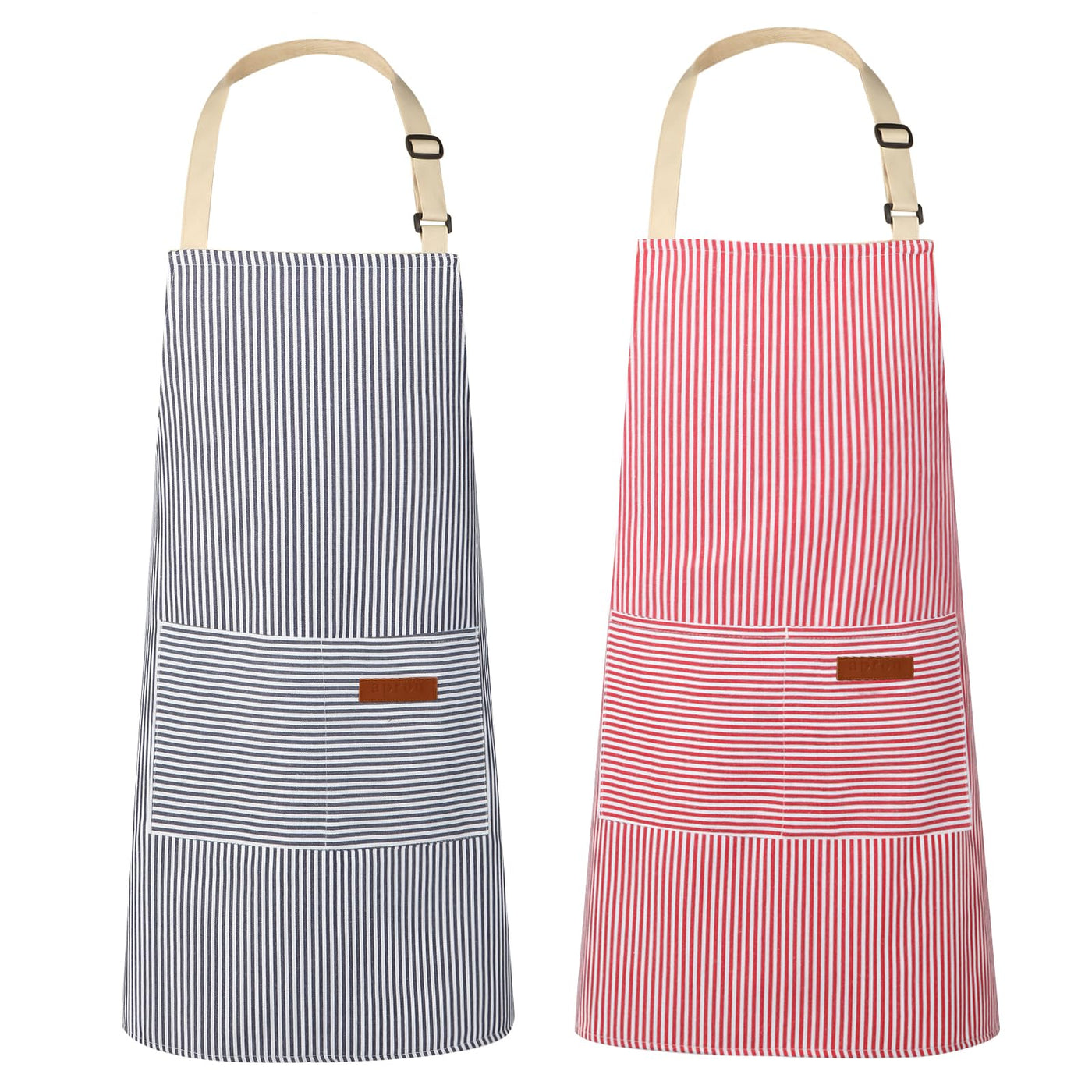VALOME 2 Pack Kitchen Aprons, Apron for Cooking with 2 Pockets, Unisex Adjustable Neck Strap Chef Aprons for Men Women